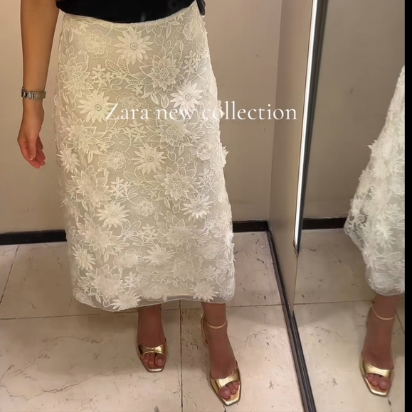 Zara floral embroidered midi skirt size S - Picture 14 of 16
